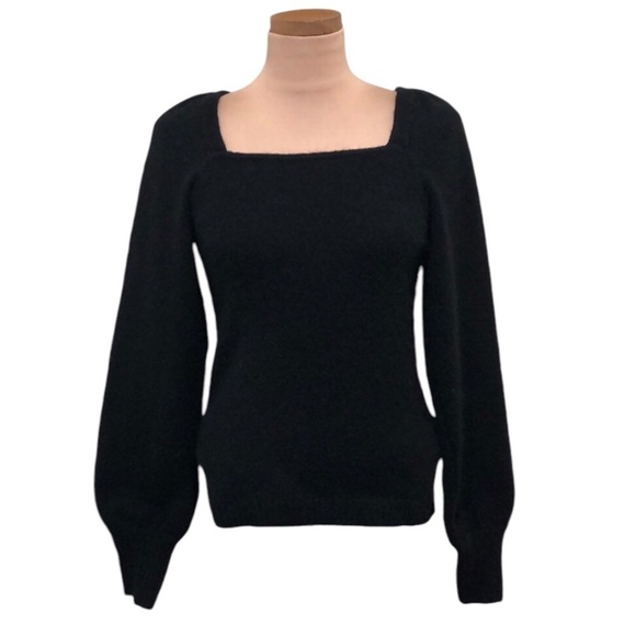 Esqualo Sweater Size Small Black Fuzzy Puff Sleeve Pullover - Picture 1 of 12